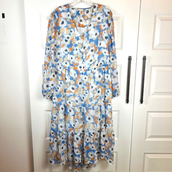 Joie Limited Edition Ladies Tiered Floral Boho Hi-Lo Chiffon Maxi Dress Large - Picture 2 of 9
